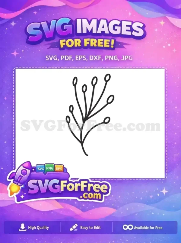 A free minimalist botanical stem design with delicate oval berries, perfect for nature-themed crafts. Download this free SVG.