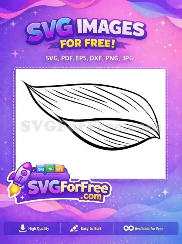 A free minimalist leaf outline SVG design, featuring graceful curves and prominent veins, ideal for nature-themed projects. Get this versatile free vector now!