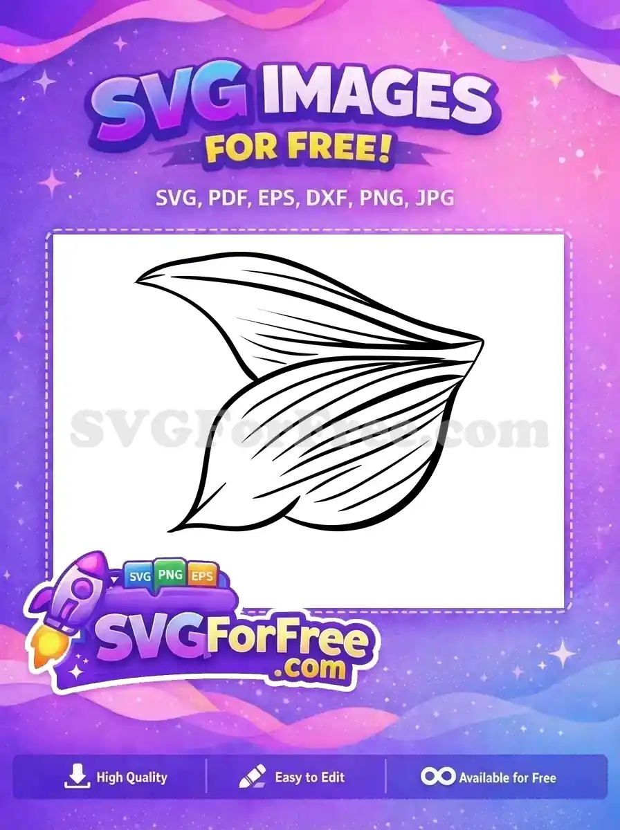 Free elegant black line art SVG of stylized overlapping leaves, a perfect free floral design for crafts and decor.