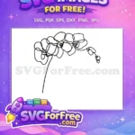 Free Orchid Flower One Line Free Continuous Line Drawing Botanical Leaves Free SVG - Instant Download