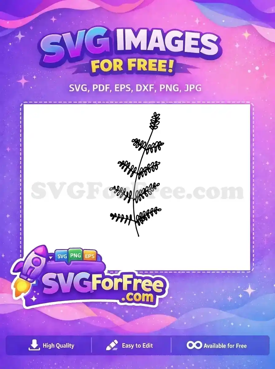 Free elegant fern-like branch SVG for crafting. This free botanical outline adds natural beauty to any project easily.