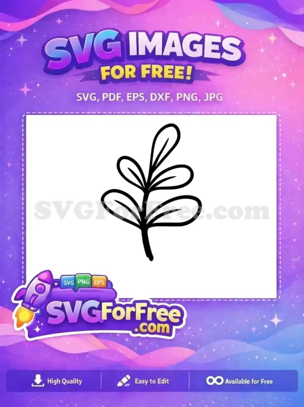 Elegant Free Botanical Leaf SVG Design for Your Projects A simple, hand-drawn free leaf design, perfect for natural themes. This free SVG offers clean, organic lines.