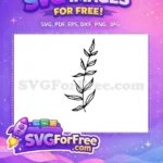 Free Hand-Drawn Leafy Branch Free Simple Line Art Botanical Leaves Free SVG - Instant Download