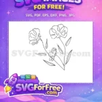 Free Line Art Flowers Free Botanical Leaves Minimalist Design Free SVG - Instant Download