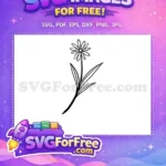 Free Hand-Drawn Daisy Outline Free Long Stem Botanical Leaves Free SVG - Instant Download