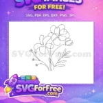 Free One Line Art Flowers Free Minimalist Botanical Leaves Free SVG - Instant Download