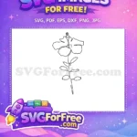 Free One Line Hibiscus Free Botanical Flower Leaves Free SVG - Instant Download