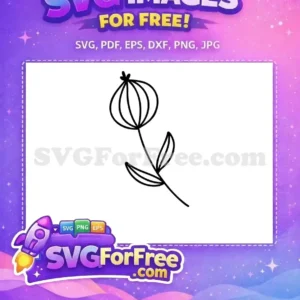 A simple, elegant free line art flower SVG, ideal for various crafts and digital designs. Download this free vector now!