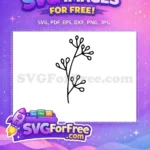 Free Hand-Drawn Botanical Stem Free Minimalist Black Outline Botanical Leaves Free SVG - Instant Download