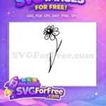 Free Simple Daisy Outline Free Hand-Drawn Leaves Botanical Sketch Free SVG - Instant Download