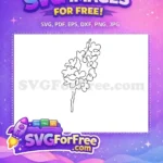 Free Line Art Lilac Flowers Free Botanical Stem Design Free SVG - Instant Download