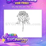 Free Botanical Peony Outline Free Hand Drawn Leaves Bud Free SVG - Instant Download