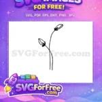 Free Hand-Drawn Flower Buds Free Black Outline Stems Botanical Leaves Design Free SVG - Instant Download