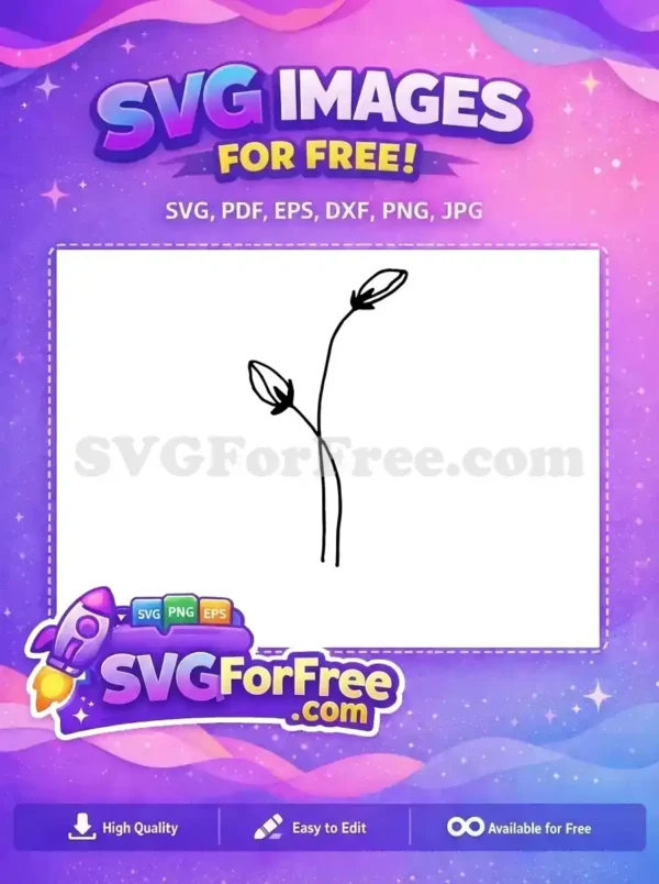 A free, minimalist SVG of two elegant flower buds on graceful stems, hand-drawn with clean black lines on white. Perfect free floral art.