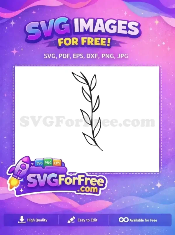 A free hand-drawn outline of a delicate leafy branch, perfect for elegant natural designs. Download this free SVG!