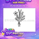 Free Wildflower Leaves Bouquet Free Hand-Drawn Sketch Botanical Art Free SVG - Instant Download