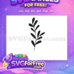 Free black minimalist stem Free elegant rounded leaves Botanical Leaves Free SVG - Instant Download