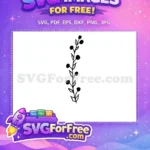 Free Botanical Berries Branch Free Black Silhouette Leaves Design Free SVG - Instant Download