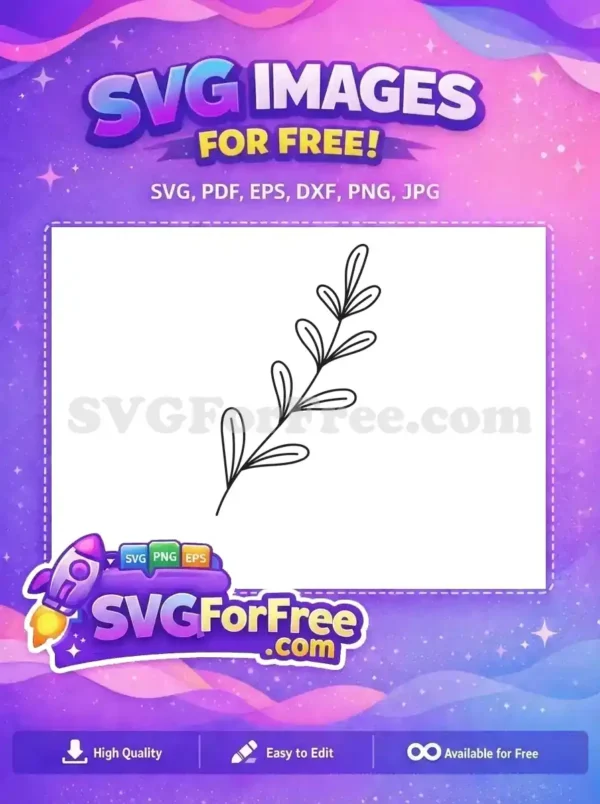 Free Minimalist Leafy Branch Design – Elegant SVG Free elegant leafy branch line art SVG design, perfect for natural and minimalist creative projects. Simple and versatile.