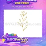 Free Gold Botanical Leaves Free Elegant Berries Stem Line Art Design Free SVG - Instant Download