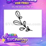 Free Hand-drawn line art Free Elegant leaf sprig Botanical Leaves Free SVG - Instant Download