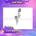 Free Hand-Drawn Peony Flowers Free Elegant Floral Outline Botanical Leaves Free SVG - Instant Download