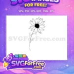 Free Hand-Drawn Daisy Outline Free Feathery Botanical Leaves Line Art Free SVG - Instant Download