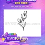 Free Hand-Drawn Tulip Outline Free Botanical Leaves Line Art Free SVG - Instant Download