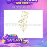 Free Golden Wildflower Outline Free Simple Round Berries Botanical Leaves Free SVG - Instant Download