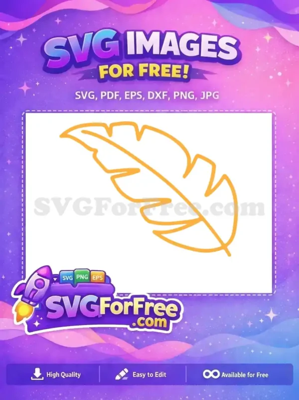 Discover this appealing free hand-drawn feather or tropical leaf outline SVG, ideal for diverse creative projects. A truly free design!