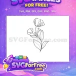 Free elegant flower outline Free delicate berries and leaves botanical leaves design Free SVG - Instant Download
