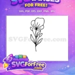 Free Simple Line Art Flower Free Minimalist Floral Design Botanical Leaves Free SVG - Instant Download