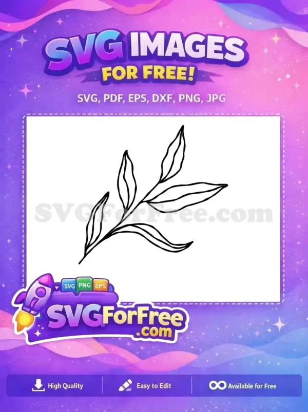 A free minimalist line art SVG of a leafy branch, ideal for nature-themed designs and projects. Download this free graphic now!