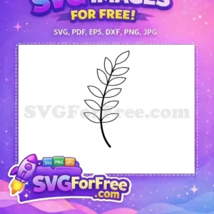 A beautiful free line art SVG featuring a simple, elegant leafy branch, ideal for various creative design projects.