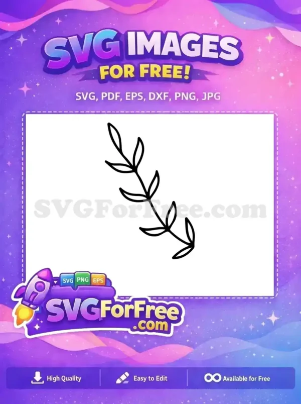 A free simple outline drawing of a leafy branch. This versatile free SVG design is ideal for nature-inspired crafts.