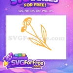 Free Orange Wildflower Line Art Free Botanical Leaves Design Free SVG - Instant Download