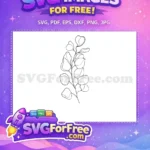 Free Botanical Eucalyptus Leaves Free Line Art Drawing Elegant Plant Illustration Free SVG - Instant Download