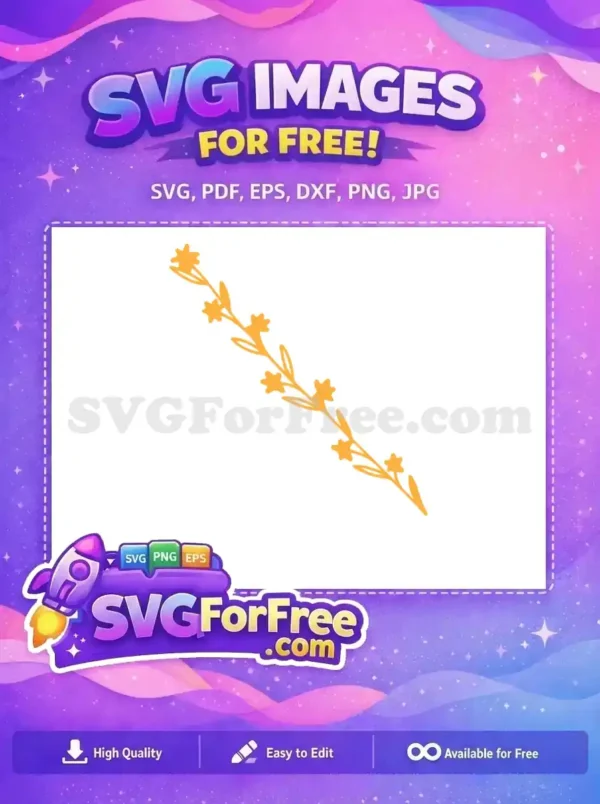 Charming Free Floral Branch SVG Design for Easy Crafting A free minimalist orange floral branch SVG, ideal for diverse creative projects. This beautiful free design enhances any craft easily.