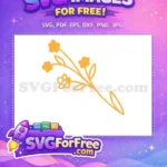 Free Orange Botanical Flowers Free Minimalist Hand-Drawn Leaves Floral Design Free SVG - Instant Download