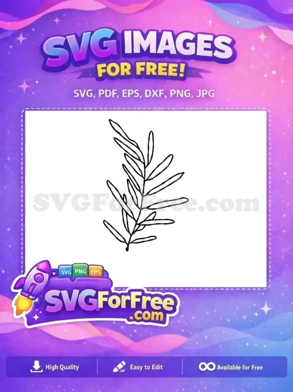 Free Botanical Branch Line Art – Elegant Free Design SVG A free minimalist line art SVG of a leafy branch, showcasing a simple yet elegant botanical design. Download this free graphic.