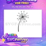 Free Hand-Drawn Dandelion Free Starburst Seeds Botanical Leaves Free SVG - Instant Download