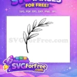 Free Elegant Botanical Branch Free Black Line Art Minimalist Plant Stem Free SVG - Instant Download