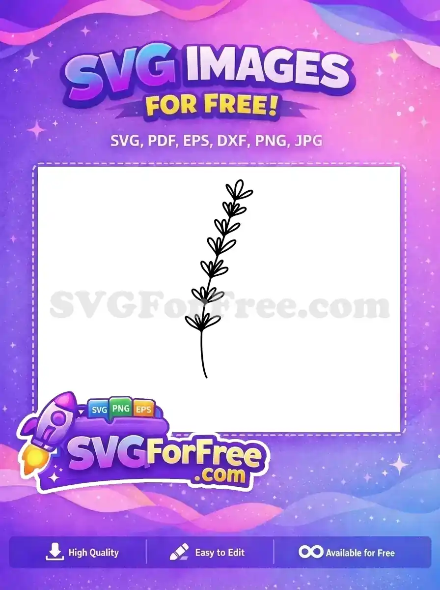 A simple, elegant free botanical line art illustration of a plant sprig, ideal for various creative projects. Download this free design.