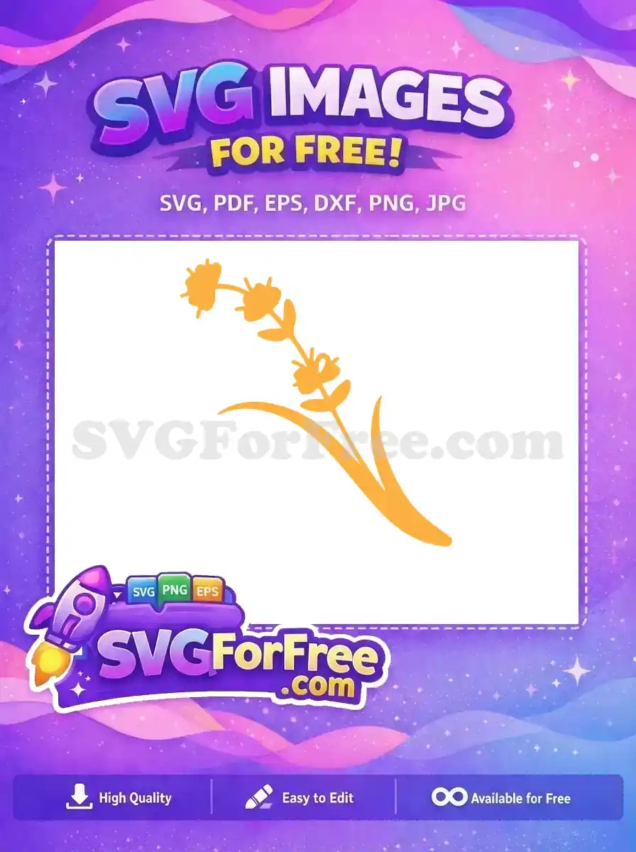 A free, minimalist orange-yellow SVG of a stylized plant, resembling lavender or wheat, ideal for diverse design projects.