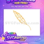 Free Golden Yellow Wheat Free Botanical Line Art Design Free SVG - Instant Download