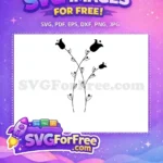 Free Black Tulip Flowers Free Leaves and Berries Botanical Design Free SVG - Instant Download