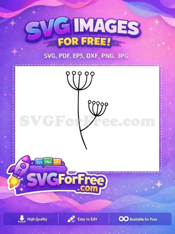 Free Botanical Umbel SVG – Elegant Line Art Design A charming free line art botanical design featuring two stylized umbels on a single stem, ideal for diverse projects.