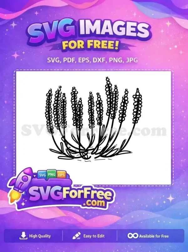 Free Hand-Drawn Floral SVG Design – Botanical Art A free hand-drawn illustration of lavender-like flowers, perfect for craft projects and unique free digital art.