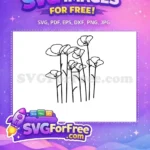 Free Minimalist Flower Outline Free Simple Botanical Stems Line Art Design Free SVG - Instant Download