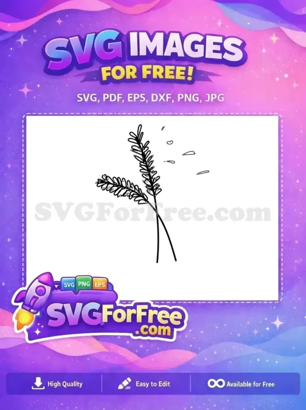 A free black and white SVG of two stylized plant stalks with floating elements, ideal for various free design projects.